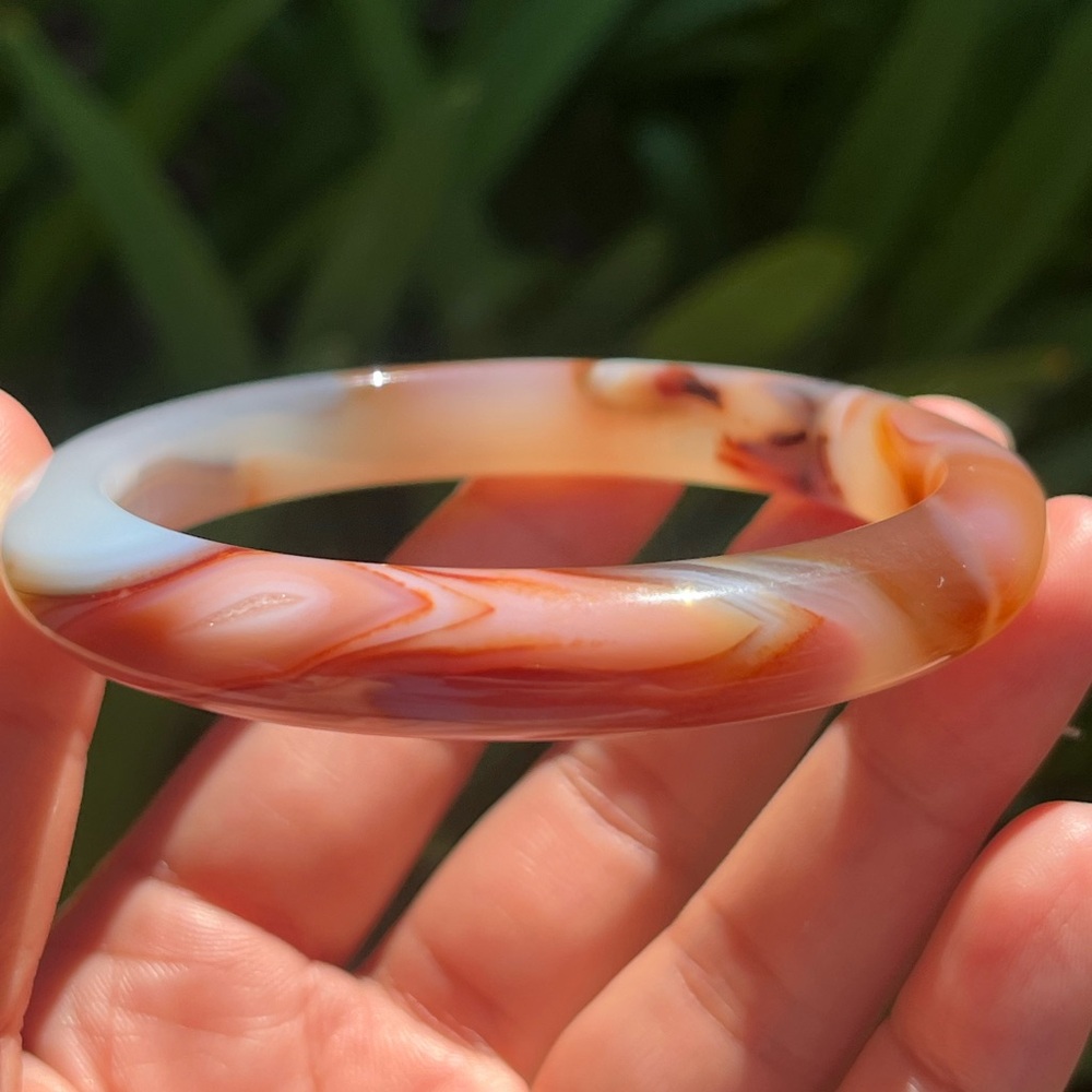 62mm inner diameter skinny natural‎ agate bangle 0322